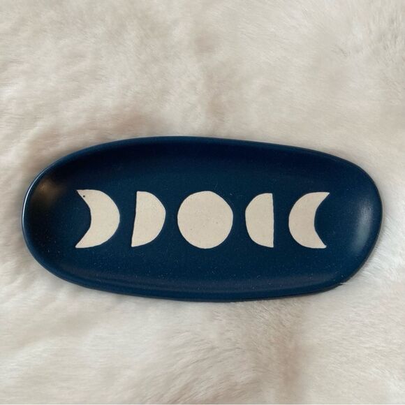 Gardenland Ink Imprint Moon Phase Trinket Tray New Ceramic - Picture 3 of 5